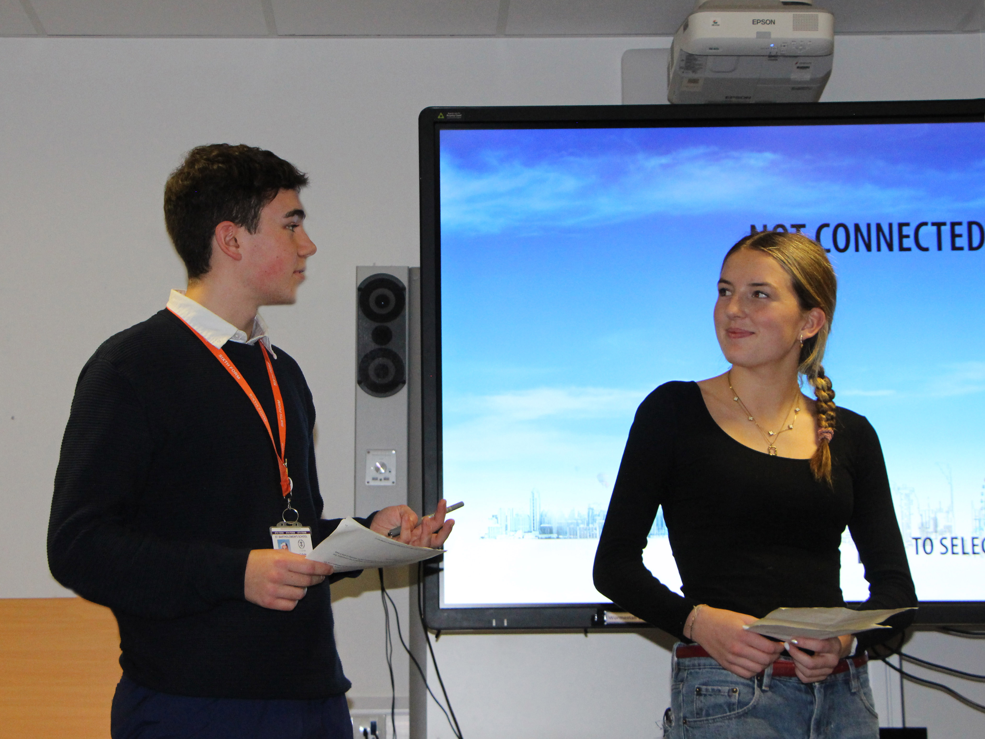 Charlie and Katya. Head boy and Head girl.